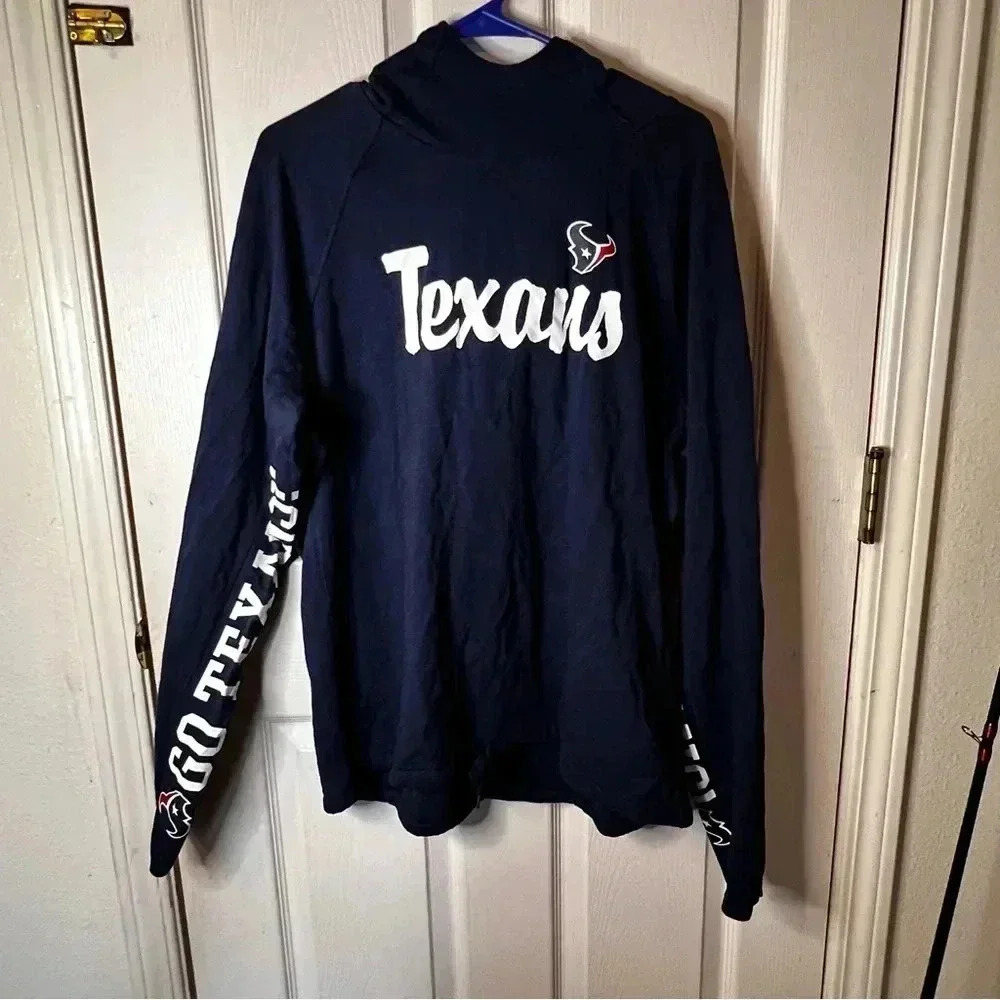Women’s Houston Texans Hooded Shirt Adult Teen 2XL Navy Long Sleeve NFL EUC